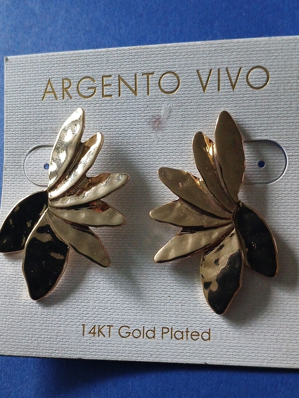 Argento Vivo Gold-Tone Layered Leaf Cluster Stud Earrings